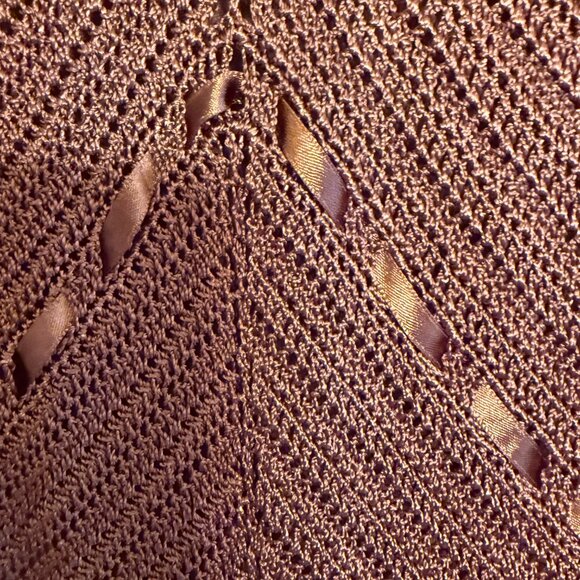 VINTAGE, NWT 1990s Kroshetta by Papillon Mocha/Brown Crochet BodyCon Dress - Picture 4 of 6